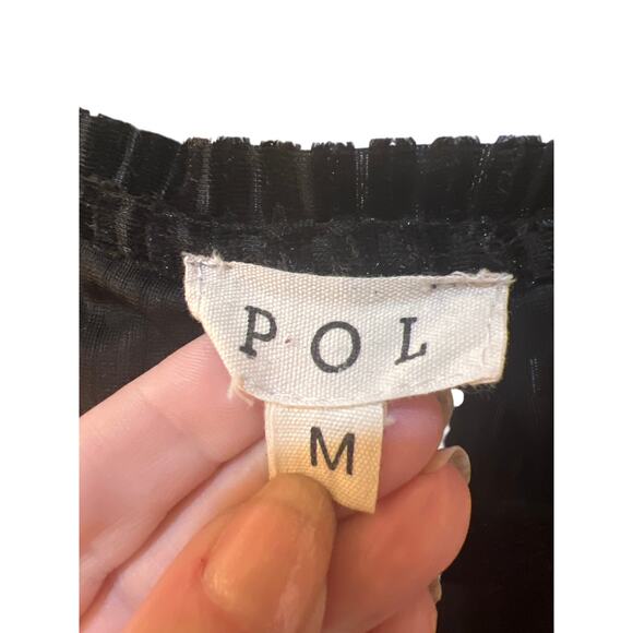 POL Black Striped Burnout Velour Tunic Top Dress Swimsuit Cover-Up Size Medium - Picture 4 of 10